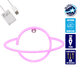 78588 Φωτιστικό Ταμπέλα Φωτεινή Επιγραφή NEON LED Σήμανσης PLANET SATURN 5W με Καλώδιο Τροφοδοσίας USB - Μπαταρίας 3xAAA (Δεν Περιλαμβάνονται) - Ροζ