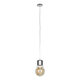 LAMP 00807 Μοντέρνο Κρεμαστό Φωτιστικό Οροφής Μονόφωτο Ασημί Νίκελ Βάση και Χρυσό Ντουί Μεταλλικό Διάφανο Γυαλί Φ15 x Υ27cm - 4