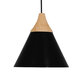 Μοντέρνο Κρεμαστό Φωτιστικό Οροφής Μονόφωτο Μαύρο Μεταλλικό με Ξύλο Καμπάνα Φ23  SHADE BLACK 00906 - 3
