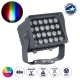  FLOODXENA 90700 Προβολέας Σποτ Wall Washer με Αντιθαμβωτική Γρίλια LED 48W 4080lm 10° DC 24V Αδιάβροχο IP65 Πολύχρωμο RGBW Dimmable DMX512 - Bridgelux SMD Chip - Γκρι Ανθρακί - Μ17.5 x Π12.5 x Υ18cm - 3 Χρόνια Εγγύηση