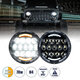85415 Σετ 2 x Φανάρια JEEP WRANGLER 6.9 Ιντσών Βασικού Φωτισμού H/L με DRL & Φλας LED CREE CXB COB 70W 7000lm DC 9-60V Αδιάβροχα IP67 Πορτοκαλί & Ψυχρό Λευκό 6000K