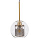AVERY 00739 Μοντέρνο Κρεμαστό Φωτιστικό Οροφής Μονόφωτο Διάφανο Γυαλίνο με Χρυσό Μεταλλικό Πλέγμα Φ18 x Υ38cm - 5