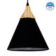 Μοντέρνο Κρεμαστό Φωτιστικό Οροφής Μονόφωτο Μαύρο Υφασμάτινο με Ξύλο Καμπάνα Φ25cm  SHADE BLACK 01576