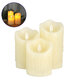 79561 ΣΕΤ 3 Διακοσμητικών Realistic Κεριών Παραφίνης με LED Εφέ Κινούμενης Φλόγας - Μπαταρίας & Ασύρματο Χειριστήριο IR Σχέδιο Λιωμένο Κερί Θερμό Λευκό 3000K Dimmable