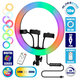 75803 Professional Digital Ring Light Φ36cm LED SMD 50W 5000lm 180° DC 5V με Καλώδιο Τροφοδοσίας USB - Ενσωματωμένο και Ασύρματο Χειριστήριο RF 2.4Ghz Εναλλαγής Χρωμάτων & 3 Βάσεις Τηλεφώνο