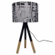 Μοντέρνο Επιτραπέζιο Φωτιστικό Πορτατίφ Μονόφωτο Ξύλινο με Άσπρο Μπεζ Καμβά Καπέλο Φ30  MAGAZINE 01230 - 2