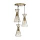 FLIXIO 201-0126 Vintage Κρεμαστό Φωτιστικό Οροφής με Ντουί 3 x E27 AC 220-240V IP20 - Χρυσό - Μ40 x Π40 x Υ70cm - 3