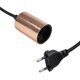 WHIP 77665 Μοντέρνο DIY Φωτιστικό με Υφασμάτινο Καλώδιο, Ντουί 1 x E27, Διακόπτη On/Off & Πρίζα AC 220-240V IP20 - Μαύρο & Ροζ Χρυσό - Μ140 x Π4 x Υ4cm - 2