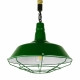 Vintage Industrial Κρεμαστό Φωτιστικό Οροφής Μονόφωτο Πράσινο Λευκό Μεταλλικό Καμπάνα Πλέγμα με Μπεζ Σχοινί Φ36  ELEDA 01408 - 1