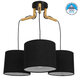 Μοντέρνο Κρεμαστό Φωτιστικό Οροφής Τρίφωτο Μαύρο με Ξύλο και Υφασμάτινα Καπελα Φ67  RAMSON BLACK 01525 - 1