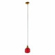 Vintage Κρεμαστό Φωτιστικό Οροφής Μονόφωτο Κόκκινο Γυάλινο Διάφανο Καμπάνα με Χρυσό Ντουί Φ14  SEGRETO RED 01450 - 2