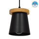 Μοντέρνο Κρεμαστό Φωτιστικό Οροφής Μονόφωτο με Ξύλινη Βάση και Μαύρο Καπέλο Ø13xY17cm  LANA 01424