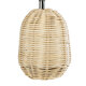 HASUMI 01958 Boho Επιτραπέζιο Φωτιστικό Πορτατίφ Μονόφωτο 1 x E27 AC220-240V IP20 - Φ18 x Υ36cm - Μπεζ Ξύλινο Πλέγμα με Λευκό Καπέλο - 5 Χρόνια Εγγύηση - 6