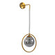VIENNA 00923 Μοντέρνο Φωτιστικό Τοίχου Απλίκα Μονόφωτο Χρυσό Μεταλλικό Γυάλινο Μπάλα με Ρυθμιζόμενη Ανάρτηση Μ25 x Π23 x Υ27cm