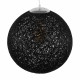 Vintage Κρεμαστό Φωτιστικό Οροφής Μονόφωτο Μαύρο Ξύλινο Ψάθινο Rattan Φ40  CALLE 01360 - 4