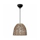 GloboStar® MEKA 204-0162 Boho Κρεμαστό Φωτιστικό Καμπάνα Μονόφωτο 1 x E27 IP20 Καφε Σχοινί - Μ31 x Π31 x Υ26cm