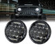 85417 Σετ 2 x Φανάρια JEEP WRANGLER 7 Ιντσών Βασικού Φωτισμού H/L με Ring Light DRL & Φλας LED CREE CXB COB 75W 12000lm DC 10-30V Αδιάβροχα IP67 Ψυχρό Λευκό 6000K - 2