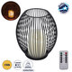 CADLE 76496 Διακοσμητικό Realistic Κερί με LED Εφέ Κινούμενης Φλόγας - Μπαταρίας 2 x AA (Δεν Συμπεριλαμβάνονται) & Ασύρματο Χειριστήριο IR Θερμό Λευκό 2700K Dimmable Μαύρο Φ16 x Υ18cm