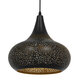 Μοντέρνο Κρεμαστό Φωτιστικό Οροφής Μονόφωτο Μαύρο με Χρυσό Μεταλλικό Καμπάνα Φ30  JANIS 01590 - 1