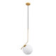 MONROE 00956 Μοντέρνο Κρεμαστό Φωτιστικό Οροφής Μονόφωτο Χρυσό - Λευκό Μεταλλικό Μπάλα Φ30 x Υ75cm - 3