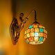 MERMAID 02389 Vintage Φωτιστικό Τοίχου - Απλίκα με Ντουί 1 x E27 AC 220-240V IP20 - Μπρούτζινο & Πολύχρωμο - Μ17 x Π30 x Υ27cm - 2