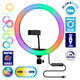 75802 Professional Digital Ring Light Φ30cm LED SMD 40W 4000lm 180° DC 5V με Καλώδιο Τροφοδοσίας USB - Ενσωματωμένο Χειριστήριο Εναλλαγής Χρωμάτων & 1 Βάση Τηλεφώνου - Πολύχρωμο RGBW+WW Dim