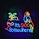 85854 Φωτιστικό Ταμπέλα Φωτεινή Επιγραφή NEON LED Σήμανσης ITS 5:00 SOMEWHERE PARROT 30W AC 230V με Διακόπτη On/Off Ροζ - Γαλάζιο - Κίτρινο - Πράσινο - Κόκκινο - 5