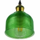 Vintage Κρεμαστό Φωτιστικό Οροφής Μονόφωτο Πράσινο Γυάλινο Διάφανο Καμπάνα με Χρυσό Ντουί Φ14  SEGRETO GREEN 01451 - 5