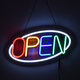 85858 Φωτιστικό Ταμπέλα Φωτεινή Επιγραφή NEON LED Σήμανσης Animated Ovale OPEN 30W AC 230V με Διακόπτη On/Off και Ασύρματο Χειριστήριο IR Λευκό - Κόκκινο - Πράσινο - Κίτρινο - Γαλάζιο - 5