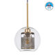 AVERY 00739 Μοντέρνο Κρεμαστό Φωτιστικό Οροφής Μονόφωτο Διάφανο Γυαλίνο με Χρυσό Μεταλλικό Πλέγμα Φ18 x Υ38cm