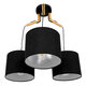 Μοντέρνο Κρεμαστό Φωτιστικό Οροφής Τρίφωτο Μαύρο με Ξύλο και Υφασμάτινα Καπελα Φ67  RAMSON BLACK 01525 - 5