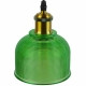 Vintage Κρεμαστό Φωτιστικό Οροφής Μονόφωτο Πράσινο Γυάλινο Διάφανο Καμπάνα με Χρυσό Ντουί Φ14  SEGRETO GREEN 01451 - 4