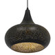 Μοντέρνο Κρεμαστό Φωτιστικό Οροφής Μονόφωτο Μαύρο με Χρυσό Μεταλλικό Καμπάνα Φ30  JANIS 01590 - 6