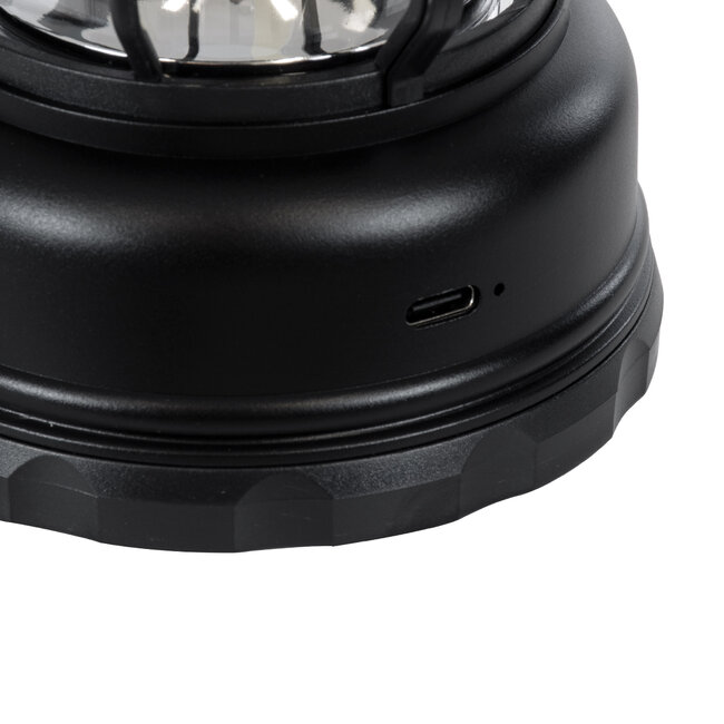 85692 Αυτόνομο Επαναφορτιζόμενο Φανάρι Camping LED 5W USB 2.0 με Επαναφορτιζόμενη Μπαταρία 1 x 18650 2000mAh Li-ion - IP20 - Dimmable - Μαύρο με Διάφανο Γυαλί - Θερμό Λευκό 3000K Φ12 x Υ17cm - 7