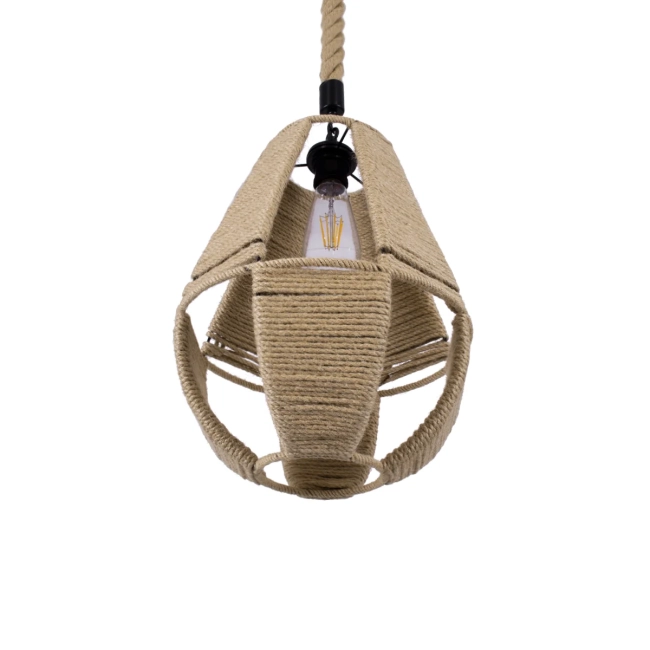 POLIA 01608 Boho Κρεμαστό Φωτιστικό Οροφής με Ντουί 1 x E27 AC 220-240V IP20 - Μπεζ - Μ30 x Π30 x Y42cm - 5