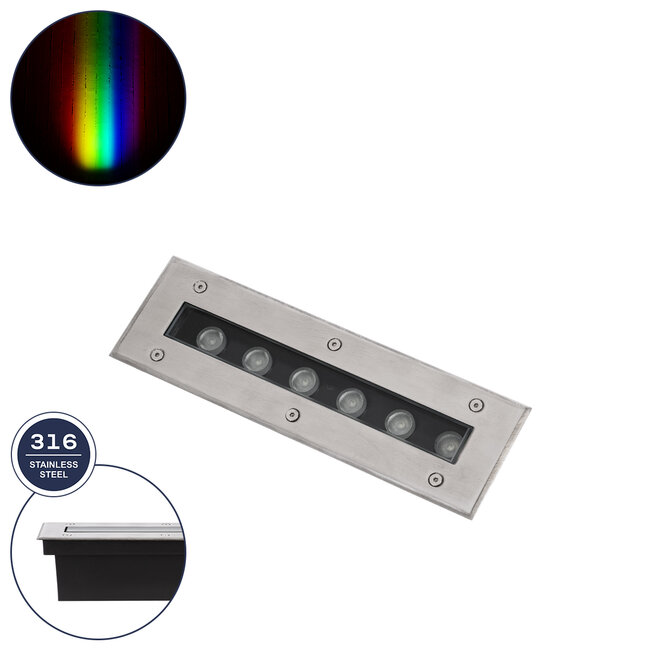 UNDERGROUND-REMVI 90191 Χωνευτή Μπάρα Φωτισμού Wall Washer LED 9W 765lm 10° DC 24V Αδιάβροχο IP68 RGBW Dimmable DMX512 - Ανοξείδωτο Ατσάλι 304 - Μ30 x Π9 x Υ8.5cm / Q28.5 x 7.5cm - 3 Χρόνια Εγγύηση
