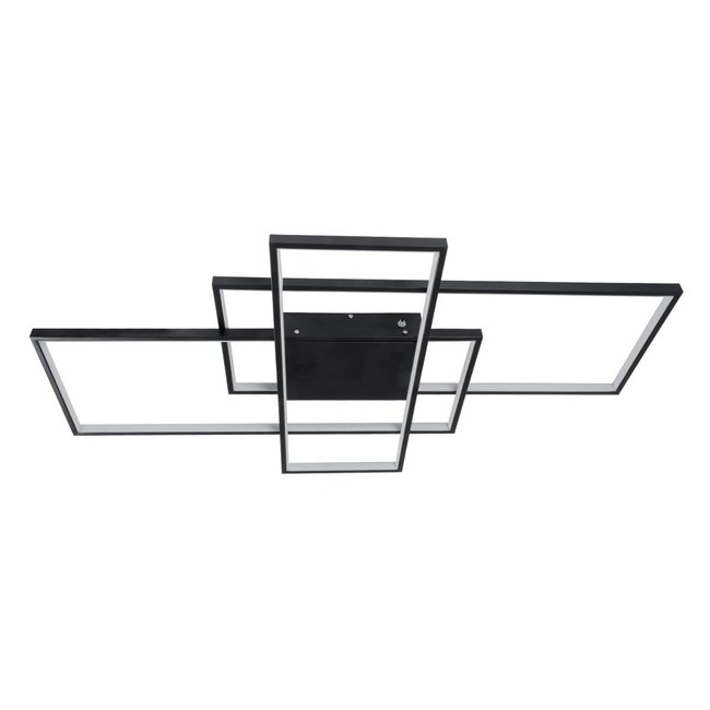 kelvo® QUADRA KLV-101-0296 Φωτιστικό Οροφής LED 120W 12000lm 120° AC 220-240V IP20 Ρυθμιζόμενο Λευκό CCT με Χειριστήριο από 2700K έως 6000K Dimmable - Lumileds SMD Chip - Μαύρο Ματ - Μ105 x Π60 x Υ9cm - 3 Χρόνια Εγγύηση - 5
