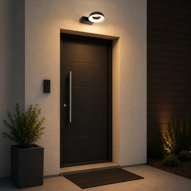 LINEART GLB-103-0037 Φωτιστικό Τοίχου / Απλίκα LED 12W 1080lm 120° AC 220-240V Αδιάβροχο IP65 Θερμό Λευκό 2700K - Sanan SMD Chip - Μαύρο Ματ - Μ16 x Π20 x Υ15cm - 3 Χρόνια Εγγύηση - 7