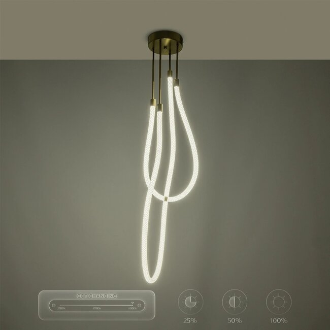 kelvo® GLOW KLV-101-0153 Φωτιστικό Οροφής LED 42W 4200lm 360° AC 220-240V IP20 Ρυθμιζόμενο Λευκό CCT με Χειριστήριο από 2700K έως 6000K Dimmable - Lumileds SMD Chip - Χρυσό Πλατίνα - Μ50 x Π50 x Υ70cm - 3 Χρόνια Εγγύηση - 17