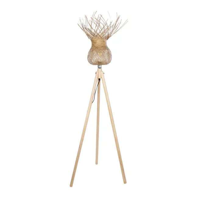 POPPY 01984 Boho Επιδαπέδιο Φωτιστικό Μονόφωτο 1 x E27 IP20 Μπεζ Ξύλο - Μ58 x Π58 x Υ168cm - 5