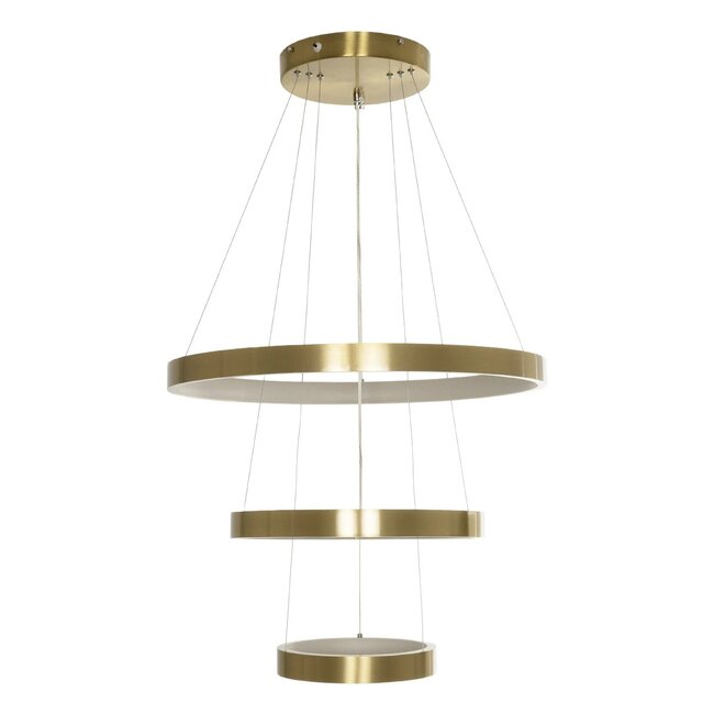 NEMESIS TRIO 61169-DECO Μοντέρνο Κρεμαστό Φωτιστικό Οροφής LED 100W 12123lm 360° AC 220-240V IP20 Ρυθμιζόμενο Λευκό CCT με Χειριστήριο από 2700K έως 6000K Dimmable - Lumileds SMD Chip - Χρυσό Βούρτσας - Μ60 x Π60 x Υ60cm - 3 Χρόνια Εγγύηση - 5