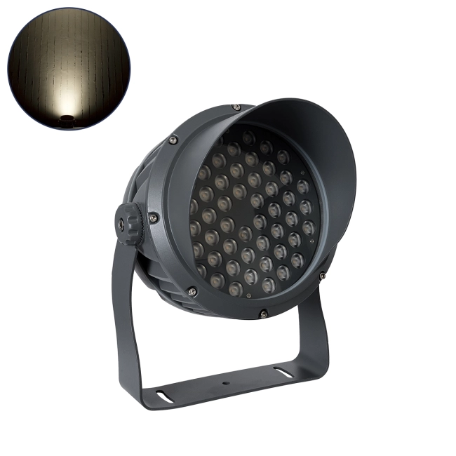 FLOODIMO 90744 Προβολέας Σποτ Wall Washer με Αντιθαμβωτική Γρίλια LED 54W 5130lm 10° AC 220-240V Αδιάβροχο IP67 Φυσικό Λευκό 4500K - Bridgelux SMD Chip - Γκρι Ανθρακί - Μ26 x Π28 x Υ35cm - 3 Χρόνια Εγγύηση - 8