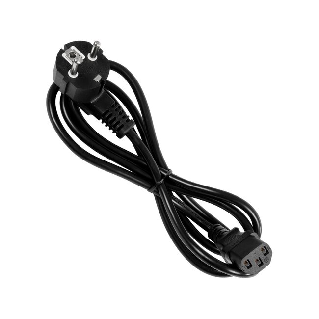 PLUGA 61498 Καλώδιο Τροφοδοσίας C13 με Πλάγια Πρίζα Schuko 250V 10A max 1.5m - 3*0.75mm2 - Μαύρο - Μ150 x Π3.6 x Υ3.6cm