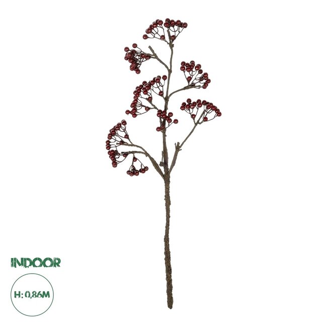 Artificial Garden RED HOLLY BERRIES FRUIT BRANCH 21427 Τεχνητό Διακοσμητικό Κλαδί Κόκκινο Γκί Y86cm