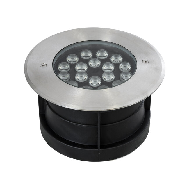 UNDERGROUND-SINA 90571 Χωνευτό Φωτιστικό Σποτ Δαπέδου LED 18W 1620lm 15° DC 24V Αδιάβροχο IP68 Φ20 x Υ11cm Θερμό Λευκό 2700K - Ανοξείδωτο Ατσάλι - 3 Χρόνια Εγγύηση - 8