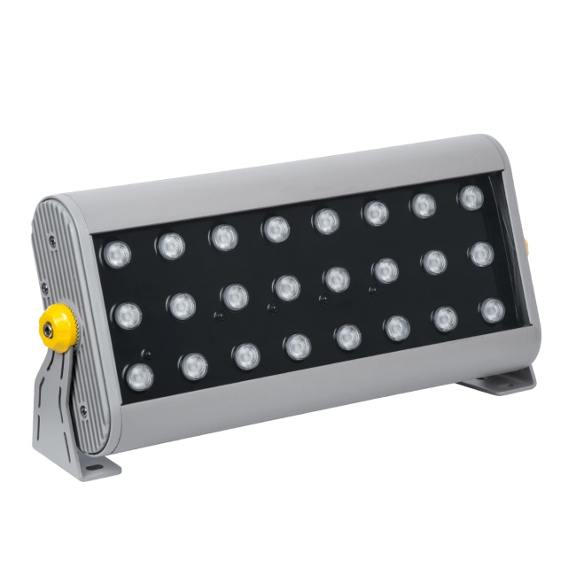 FLOODHENA 90643 Προβολέας Σποτ Wall Washer LED 48W 3840lm 30° DC 24V Αδιάβροχο IP65 Πολύχρωμο RGB Dimmable DMX512 - Bridgelux SMD Chip - Γκρι Ανθρακί - Μ39 x Π6 x Υ17cm - 3 Χρόνια Εγγύηση