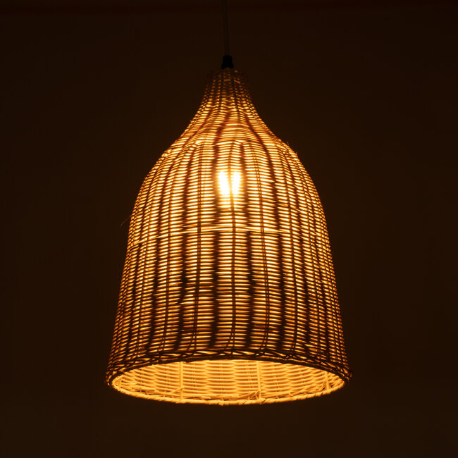 Vintage Κρεμαστό Φωτιστικό Οροφής Μονόφωτο Μπεζ Ξύλινο Ψάθινο Rattan Φ30  NATH 01202 - 2