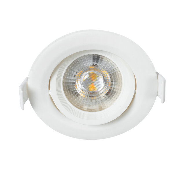 DE VALERA 60184 Χωνευτό LED Κινούμενο Spot Downlight 5W 475lm 45° AC 220-240V IP44 Φ9cm x Υ4cm - Στρόγγυλο - Λευκό - Θερμό Λευκό 2700K - Bridgelux Chip - TÜV Certified Driver - 5 Χρόνια Εγγύηση - 6