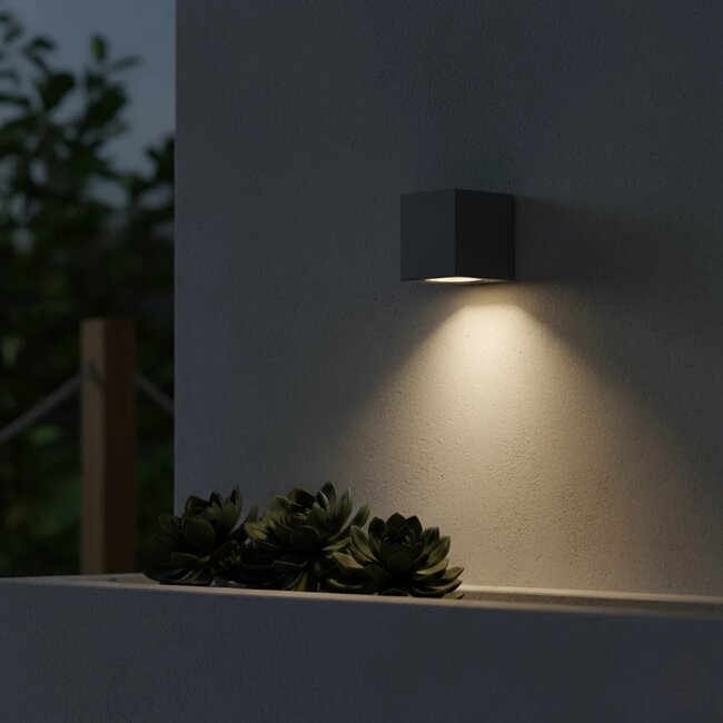 kelvo® BURANO KLV-101-0019 Φωτιστικό Τοίχου / Απλίκα για Λάμπα MR16 με Ντουί GU10 AC 220-240V Αδιάβροχο IP65 - Γκρι Ανθρακί Ματ - Μ8 x Π8 x Υ7cm