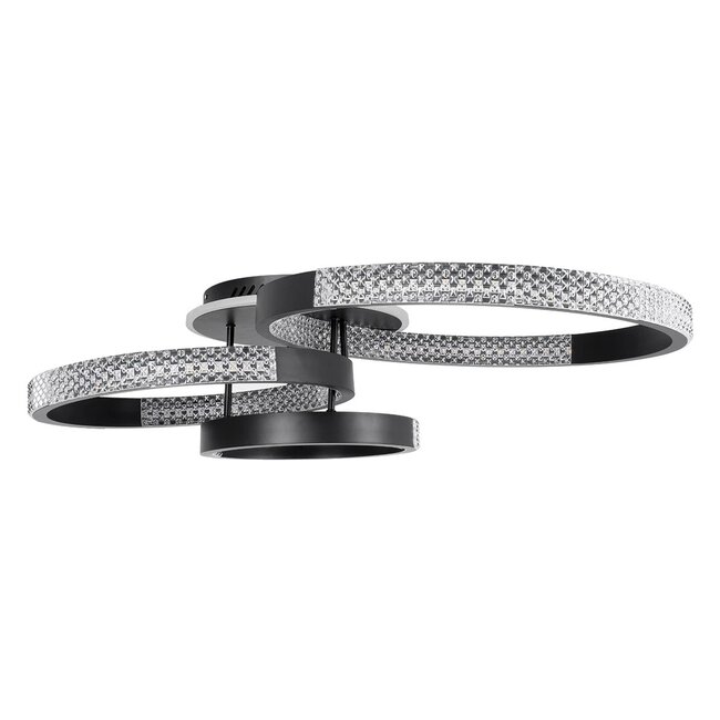 kelvo® DIAMOND KLV-101-0223 Φωτιστικό Οροφής LED 67W 6700lm 360° AC 220-240V IP20 Ρυθμιζόμενο Λευκό CCT με Χειριστήριο από 2700K έως 6000K Dimmable - Lumileds SMD Chip - Μαύρο Ματ - Μ60 x Π40 x Υ14cm - 3 Χρόνια Εγγύηση - 4